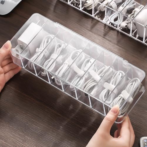 cord organizer box, 10.2 x 3.5 x 2.2in, Desktop Cord Organizer with Compartments (1)
