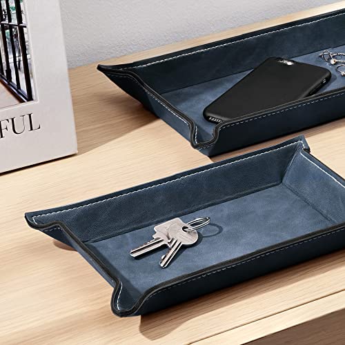 Navaris 2 x Empty Tray for Keys, Coins, Mobile Phones, Jewellery – Entrance Table for Office Bedside Tables - color: Dark Blue