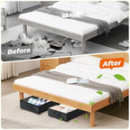 Dayacoco Underbed Storage with Wheels, 2 Pack Under Bed Storage Containers with Clear Lids No Assembly Required, 6.1 inch Rolling Under Bed Storage for Clothes, Shoes - size: 6.1 inch height-black