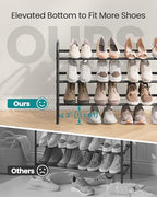SONGMICS Expandable Shoe Rack, 3 Tier Shoe Rack Shelf, Adjustable Shoe Organizer Storage for 20 Pairs of Shoes, Metal Free Standing Shoe Racks for Closet, Front Door Entryway, Easy Assembly, Ink Black - size: 3 Tier (22.8"H)