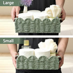 Set of 2 Toilet Paper Storage, Handwoven Small Scalloped Basket with Built-in Handles, Wicker Basket for Home, Living Room(Green) - color: Green