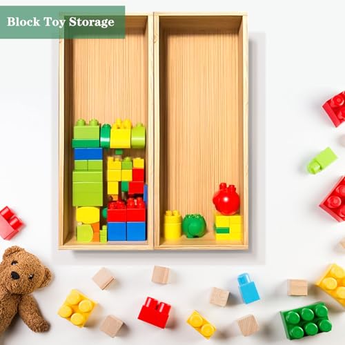guiogc Bamboo Drawer Silverware Organizer, Flatware Organizer, Bamboo Storage Box for Office, Bathroom and other objects storage (large14.2 x5 x2 Small 9.85"x3.55"x1.78"- Set of 4) - size: 14.2" x 5" x 2" & 9.85" x 3.55" x 1.78"