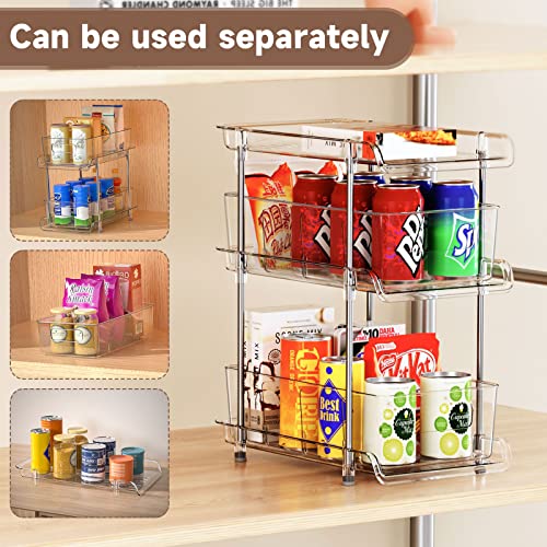3 Tier Clear Bathroom Organizer with Dividers, Multi-Purpose Pull-Out Pantry Organization and Storage, Under Sink Closet Organizers and Storage, Vanity Skincare Cosmetic Organizer Medicine Bins - color: Clear