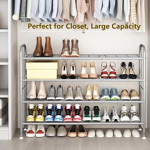 LINZINAR Shoe Rack 4 Tier Storage Organizer for Closet Entryway Metal Grey - color: Grey, size: 4-Tier