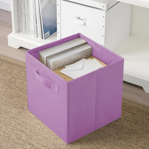 PowerKing Collapsible Storage Cubes with Handles, Fabric Foldable Bins for Closet Shelves, Durable Organization Storage Bins, 10.5'' x 11'' x 10.5'', 2 Pack, Purple - color: Purple, size: 2Pack