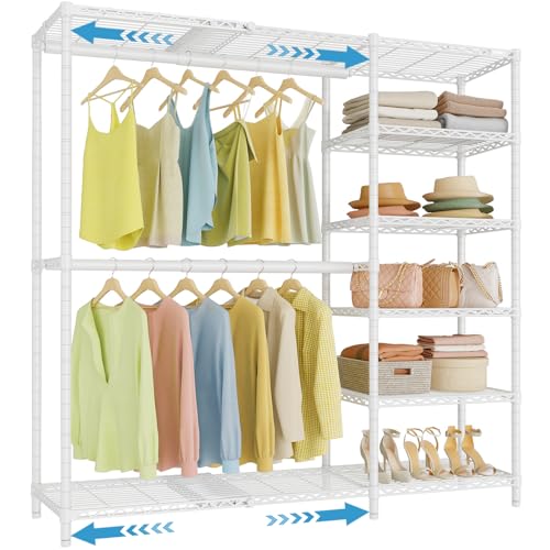 VIPEK X2 Plus Expandable Heavy Duty Clothes Rack Adjustable from 3'9"-5'2" Portable Reach-in & Walk-in Closet Rack System with Flexible Shelves and Hanger Rods Clothing Rack for Hanging Clothes, White - color: White, size: X2 Plus