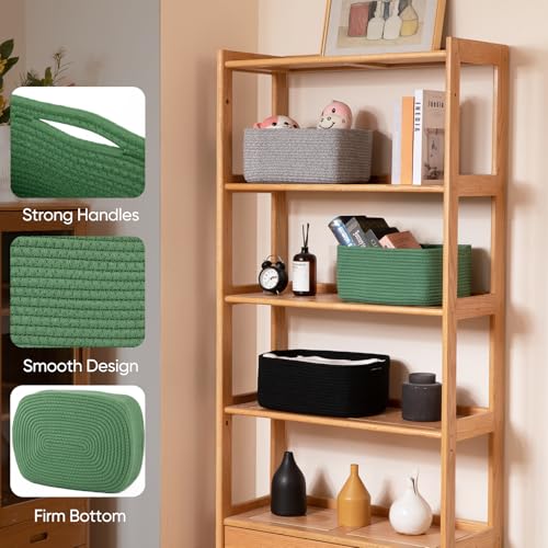 OIAHOMY 4 Pack 14.17*11.02*6.3IN Storage Baskets for Organizing Shelves, Woven Rope Baskets for Organizing Books, Clothes, Decorative Basket for Living Room, Nursery, Bedroom, Gift Basket, Green - color: Green