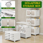 UAMFURI Stackable Storage Bins with Lids, Clear Doors, Large Storage Cabinet Foldable Collapsible Closet Organizers for Bedroom Dorm Office (4, White, 120, Quarts)