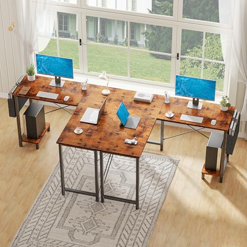Alpen Corner Desk, L Shaped Gaming Desk with Storage Pocket and CPU Stand, Work Desk for Home Office, Small Corner Study Writing Table with Sturdy Metal Frame, 50 Inch, Rustic Brown - color: Rustic Brown, size: 50 Inches