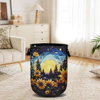 Starry Sky Sunflower Laundry Basket, Moon Flower Laundry Hamper Collapsible Oxford Cloth with Handle Clothes Toy Storage Bin for Bathroom Laundry Room Bedroom 15.7 X 20 Inch - color: Starry Sky Sunflower Moon