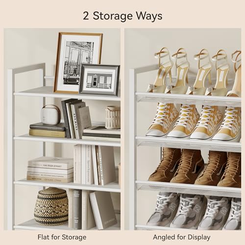 Nunsino Shoe Rack,8 Tier Metal Shoe Organizer,Max Holds 40 Pairs,Heavy Duty Shoes Shelf for Garage, Entryway, Closet,White - color: White, size: 8 Tier