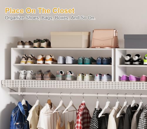 Cidaziya 47.2 Inch Long White Shoe Rack, Stackable Shoe Shelf Organizer for 15-18 Pairs of Shoes, 2 Tier Shoe Storage Organizer for Living Room, Bedroom, Closet, Entryway, Hallway, Garage - size: 1 Pack (47.2" Long)