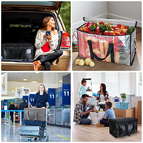 BALEINE 6-Pack Oversized Moving Bags with Reinforced Handles, Heavy-Duty Storage Tote for Clothes, Moving Supplies (Clear, 6-Pack) - color: Clear, size: 6-Pack