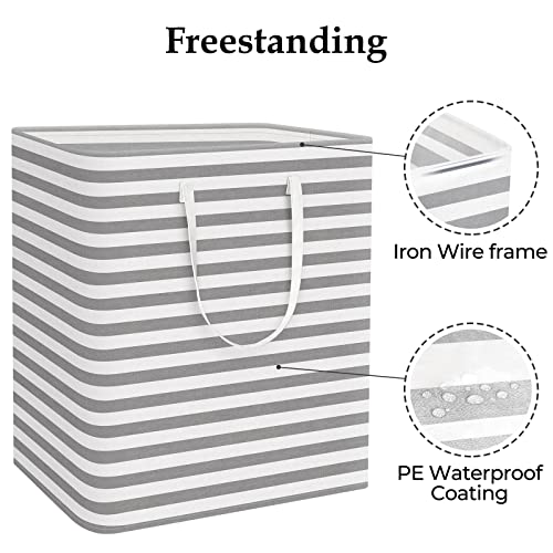 StorageRight Laundry Basket Hamper Large Collapsible Laundry Hamper with Easy Carry Handles，Freestanding Clothes Hampers for Laundry, Bedroom, Dorm, Clothes, Towels, 100L, Grey - color: Grey, size: 100L