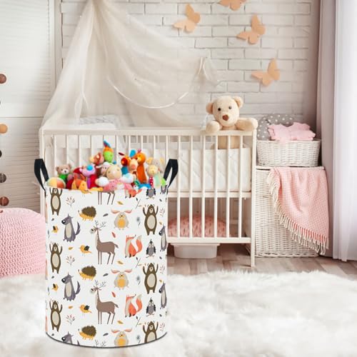 19.7" Laundry Basket,Kids Dirty Clothes Hamper,Waterproof Storage Bin,Room Decor,Gift Baskets,Nursery Hamper(Forest Animal) - color: Forest Animal