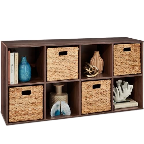 Best Choice Products 8-Cube Storage Organizer, 11in Shelf Opening, Bookcase, Display Shelf, Customizable w/ 3 Removable Back Panels – Walnut - color: Walnut, size: 8-Cube, 11in Shelf Opening