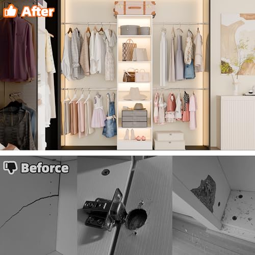 Closet System, Closet Organizer System With Adjustable Shelves, Walk-In Closet Storage System With 5 Hanging Rods, Adjustable Cloth Garment Rack, Fits Spaces 3 to 5FT, White - color: ‎6 shelve, size: 1 PC