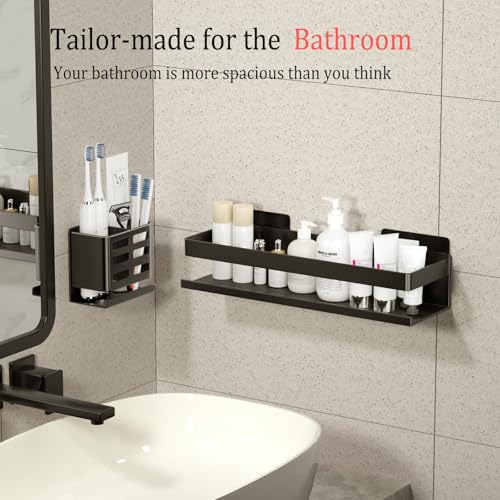 Shower Caddy 2 Pack - Bathroom Shower Shelf Rust-Proof Aluminum Adhesive Installation No Drilling Required, Suitable for Bathroom Storage and Home Decoration - size: 2-Piece Set
