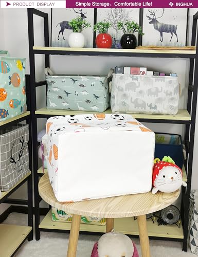 Rectangular Storage Basket Fabric Organizer Bin for Toys,Books,Clothes,Gifts,Pets-Perfect for Home,Office,Nursery,Dorm,Shelf(Rec ball game) - color: Rec ball game