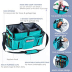 Large Cleaning Supplies Organizer-Cleaning Caddy Organizer With Handles & Shoulder Strap-Cleaning Bags for Cleaning Suppliers-Housekeepers Wearable Cleaning Tote 2023 Upgraded, Teal - color: Teal