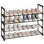 Calmootey 4-Tier Shoe Rack, Tall Large Capacity 20 Pairs Shoes Storage Organizer, Stackable Wide Shoe Shelf for Entryway, Hallway, Black - size: 4-Tier