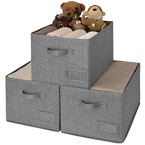 GRANNY SAYS Closet Organizers and Storage, Fabric Storage bins with Label Holder, Shelf Baskets for Organizing Bedroom, Decorative Storage Containers for Wardrobe, Dark Gray, Large, 3-Pack - color: Dark Gray, size: Large