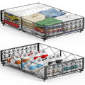 Under Bed Storage with Wheels, Rollable Under Bed Storage Container, Foldable Metal Under Bed Organizer for Bedroom Clothes Shoes Blankets Storage (2black, Black) - style: 2 Pack