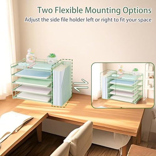 AUPSEN Desk Organizers and Accessories, 5-Tier Desktop Paper File Organizer with Removable File Holder, Desk Accessories & Workspace Organization for Home Office Supplies (Mint) - color: Mint
