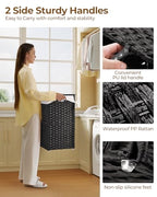 Greenstell Laundry Hamper with Lid, 125L Laundry Basket with 2 Removable Liner Bags & 2 Mesh Bags, Handwoven Synthetic Rattan Clothes Hamper for Clothes, Toys in Bathroom, Bedroom, Foldable, Black - color: Black, size: 125L (25.6 x 13.0 x 23.6 inches)