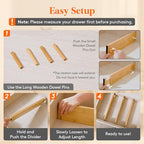 Lifewit 4" High 8 Pack Bamboo Drawer Dividers 43-54cm/17-21.5" Adjustable Wooden Drawer Organizer for Clothes/Utensils, Expandable Drawer Separator for Dresser/Kitchen/Bedroom/Office Organization - size: 4"H, 17-21.5"L