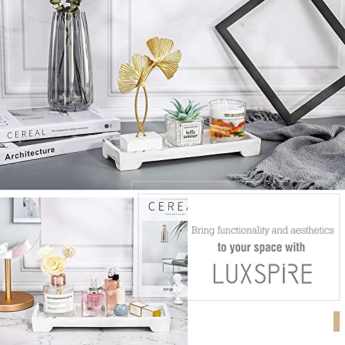 Luxspire Vanity Tray, Bathroom Toilet Tank Storage Tray, Resin Kitchen Sink Trays, Vanity Countertop Organizer for Candles Soap Towel Perfume Holder Decor Jewlery Dish, Marble Style -S- Gravel White - color: D - Gravel White, style: Small