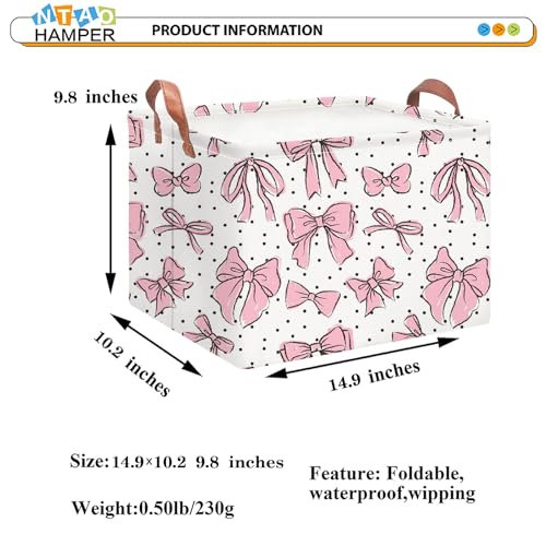 NTAOHAMPER Rectangular Storage Basket Empty,Storage Bin with Handles,Room Decor,Gift Basket,Book Box(Hand-drawn Bowknot) - color: Hand-drawn Bowknot