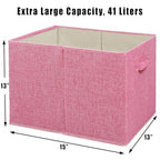 Simple Houseware 15 x 13 Inch Collapsible Fabric Storage Bin with Handles, 2 Pack, Pink - color: Pink