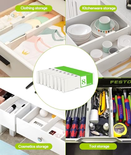 Adjustable Non-Slip Drawer Organizer – Versatile Storage Tray for Kitchen, Wardrobe & Office, 11.6" to 17" Length, Durable ABS & Silicone Base, Easy Assembly