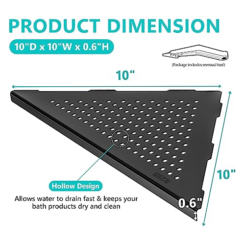 Qeke Bathroom Corner Shelf, Recessed 10" Shower Shelf Caddy, SUS304 Stainless Steel Shelf Wall Mount Triangular, No Drilling, Matte Black - color: Matte Black, size: 10"- 1 Pack