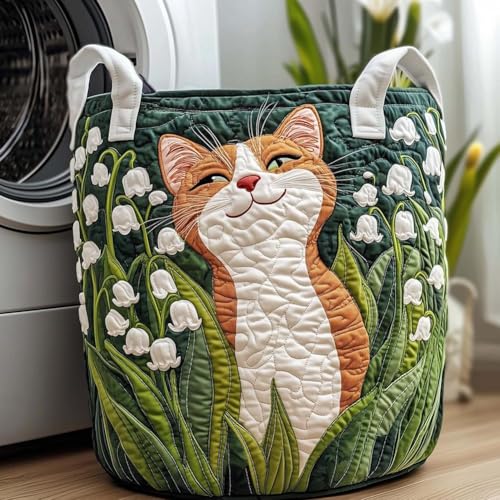 Quilted Laundry Basket with Handles, Large Boho Fabric Floral Storage Hamper, Soft Foldable Clothes Organizer for Nursery & Bedroom, 16"x22", 11 Artistic Pattern Styles - color: Style F, size: 16" x 22"/41*56 cm