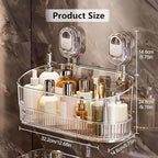 No-Drill Wall Mount Storage Box with Strong Suction Cups, Large Capacity Transparent Bathroom Organizer for Sink & Shower, Heavy Duty Holder for Cosmetics & Toiletries