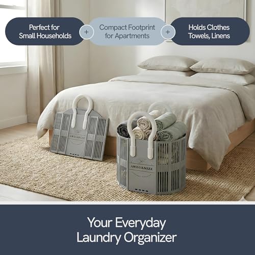 40L Collapsible Laundry Basket with Handles, Durable Space-Saving Storage Basket for Clothes, Utility, Groceries Toys & Home Organization – Grey - color: Grey