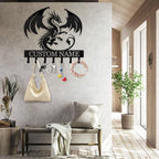 Custom Dragon Design Metal Wall Key Holder, Adhesive Key Rack Hook Organizer for Living Room Bedroom - color: 08 Dragon