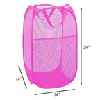 Larpur Popup Laundry Basket, Collapsible Portable Mesh Clothes Washing Laundry Hamper with Reinforced Carry Handles (Pink) - color: Pink