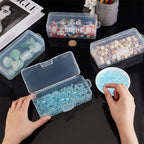 BENECREAT 4 Packs Rectangle Plastic Container Box, 7x3x1.8inch Clear Storage Organizer with Hinged Lid and Hanging Hole for Small Craft Accessories Office Supplies - size: 7x3x1.8inch