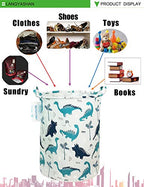 LANGYASHAN Laundry Basket Canvas Fabric Collapsible Organizer Basket for Storage Bin Toy Bins Gift Baskets Bedroom Clothes Children Nursery Hamper (Full dinosaur) - color: Full Dinosaur