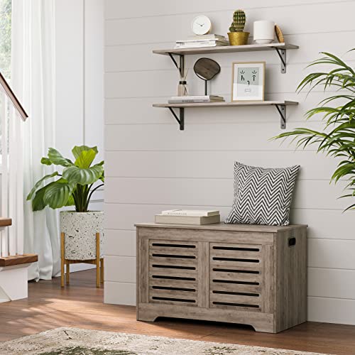 DINZI LVJ Long Wall Shelves, 31.5 Inch Wall Mounted Shelves Set of 2, Easy-to-Install, Wall Storage Ledges with Sturdy Metal Brackets for Living Room, Bathroom, Bedroom, Kitchen, Greige - color: Greige, size: 31.5 Inch
