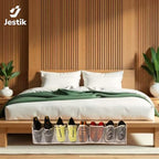 Jestik RV Shoe Storage for Bedside - 16 Large Pocket Bed Hanging Shoe Organizer Bag with Hooks, Wall Mounted Shoes Rack, Foldable Mesh Pockets, Bedside Caddy for Shoes, RV & Camper Essentials (2 Pack)