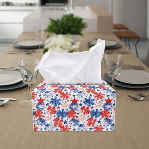 American Flag Tissue Box Cover, Rectangle Modern Leather Tissue Box Tissues Boxs Fashion Organizers with Fashion Prints Home Decor Items - color: American Flag 2