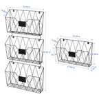 OYEAL Hanging Wall File Organizer, 6 Pockets Wall File Holder, Metal Mail Organizer Wall Mounted with Hooks for Papers, Folders, Office Magazine Rack, Black