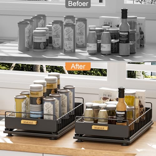 Under Sink Organizer, 2 Packs Under Sink Organizers and Storage, Slide Out Pull Out Cabinet Organizer Shelf with Metal Drawers for Kitchen Bathroom Pantry, Black - color: Black, size: 2 Pack Single Layer