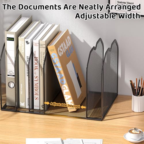 FANXIYQ Black 7-Section File Folder Organizer for Desk – Metal Vertical File Holder, Desktop File Organizer Vertical Stand, Letter/A4 Folder Rack, Upright File Sorter, Office Paper Organizer - color: Black, size: 7 Section Upgrade
