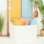MINTWOOD Design 112L Extra Large Blanket Basket Holder Living Room, 25"x17"x16" Rectangle Rope Woven Storage Basket with Handles for Laundry, Towels, Shoes, Dog Toy Organizer Bin Box, Creamy White - color: Creamy White