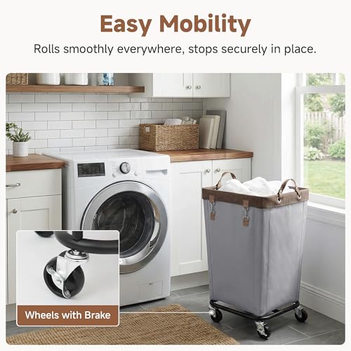 StorageWorks 160L Laundry Basket with Wheels, Large Rolling Hampers for Clothing Organizer, Dirty Clothes Basket for Hotel, Home, Closet, Dorm, Light Grey - color: Light Grey, size: 160L
